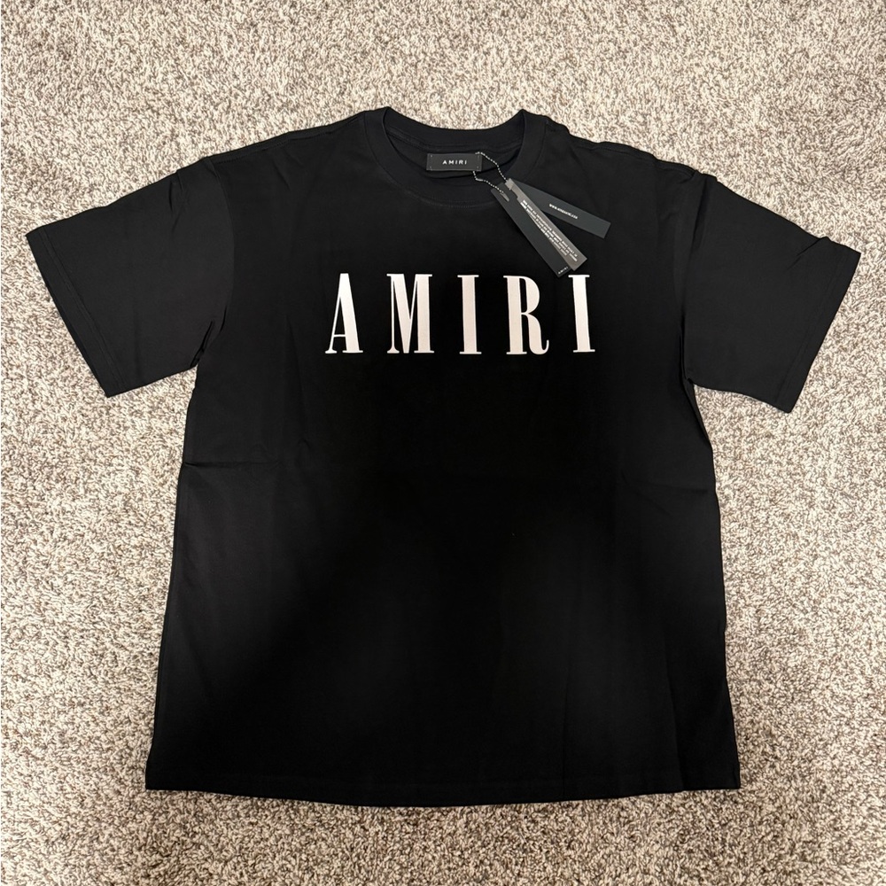 AMIRI Black Tee with White Logo